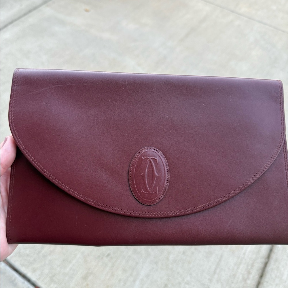 Cartier Deep Burgundy Leather Clutch